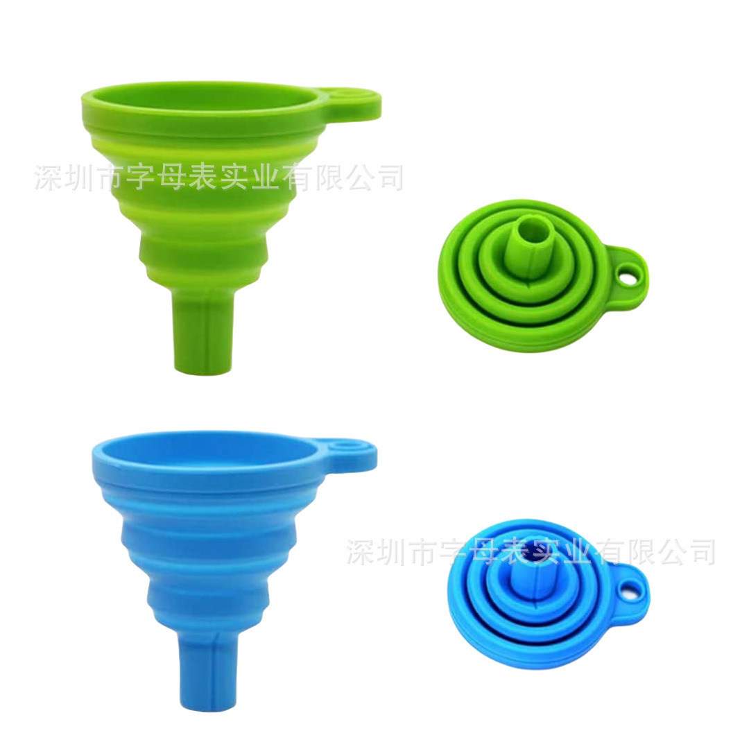 Кросс-бордерный прямой поставка пищевого силиконового воронки складного телескопического масла утечки портативного хранения жидкости раздачи маленькая воронка