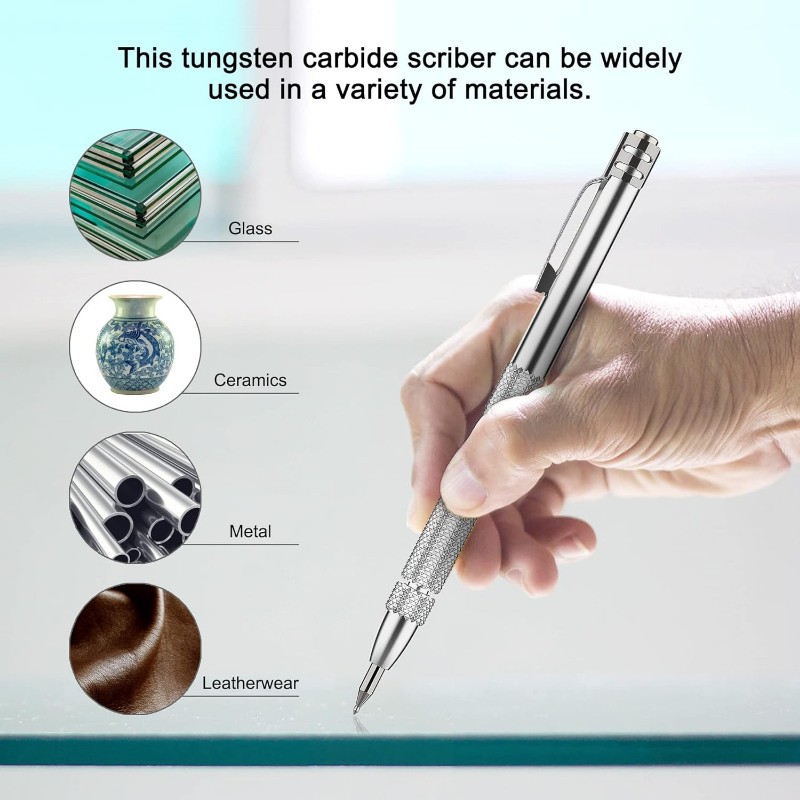 Replaceable Needle Strong Magnetic Scribing Pen Tungsten Steel Scribing Needle Ceramic Glass Cutter Scribing Marker Alloy Marble Pen Professional
