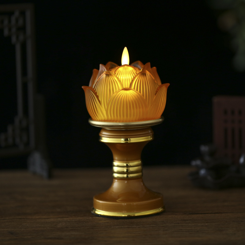 New Coloured Glass Lotus Lantern Buddha Lights Home Battery Buddha Lights