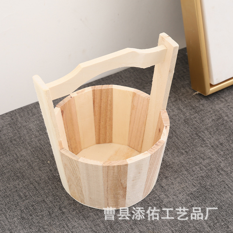 Portable Small Wooden Barrel Aromatherapy Stone Storage Barrel Retro Round Spice Barrel Household Portable Open Wooden Barrel