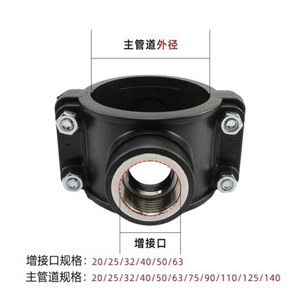 Universal PE steel inner wire increase interface Haff section emergency repair tee quick connector water distribution thread saddle plastic pipe