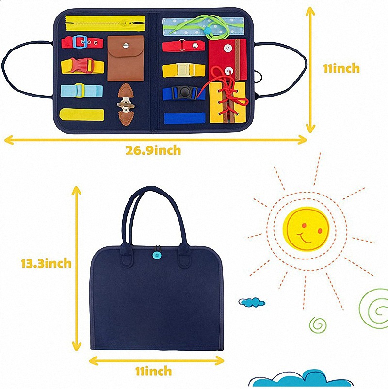 Cross-border Felt Dressing Board Children's Intelligence Toy Learning Board Early Education Maternal and Infant Toy Handbag Busy Board