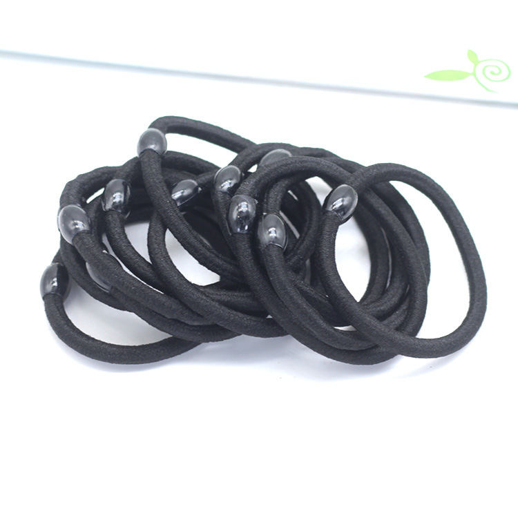 Korean style black bead hair band hair accessories hair rope tie hair rubber band 2 yuan shop supply head accessories leather cover factory wholesale