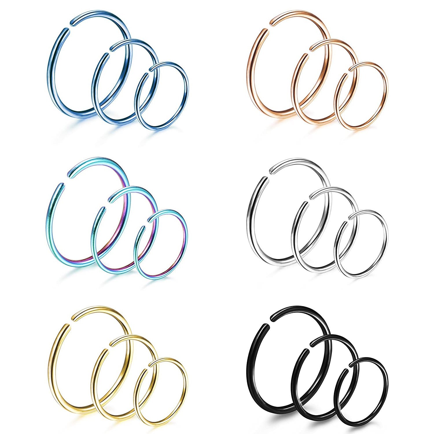Amazon Hot Selling Round Head Nose Pin Nose Ring Distinctive Round Opening Multi-use Earrings Stainless Steel Small Nose Ring