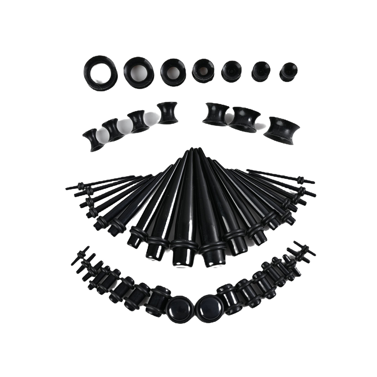 Cross-Border Hot-Selling Acrylic Pointed Silicone Ear Stretching Kit 50Pcs European and American Popular Ear Hole Expander Factory Direct