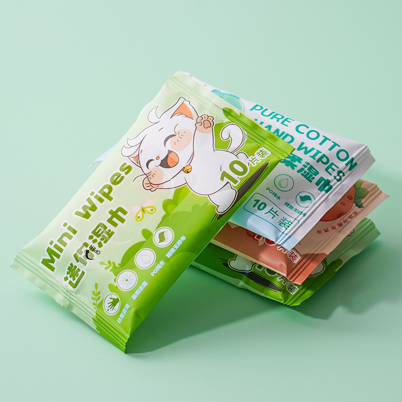 10-drawer mini wipes for babies wholesale portable children's hand mouth Cloud soft wipes cleaning wipes small bag wet tissue