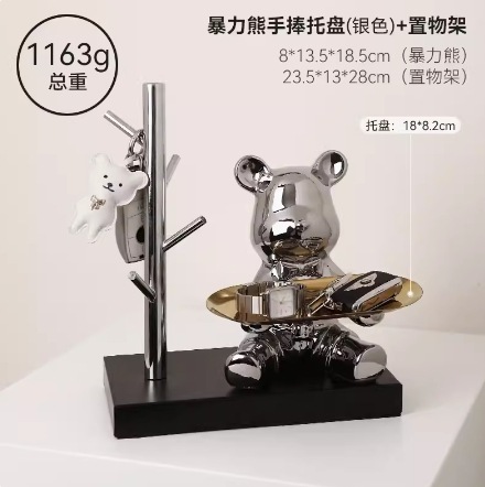Creative violent bear key storage hallway decoration light luxury living room shoe cabinet desktop ceramic piggy bank