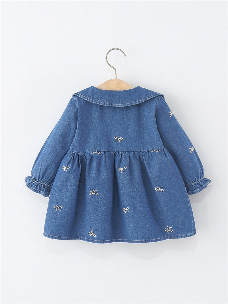 Korean Autumn New Baby Girl Dress, Stylish Denim Skirt, Children's Baby Lapel Princess Dress, Foreign Trade Wholesale