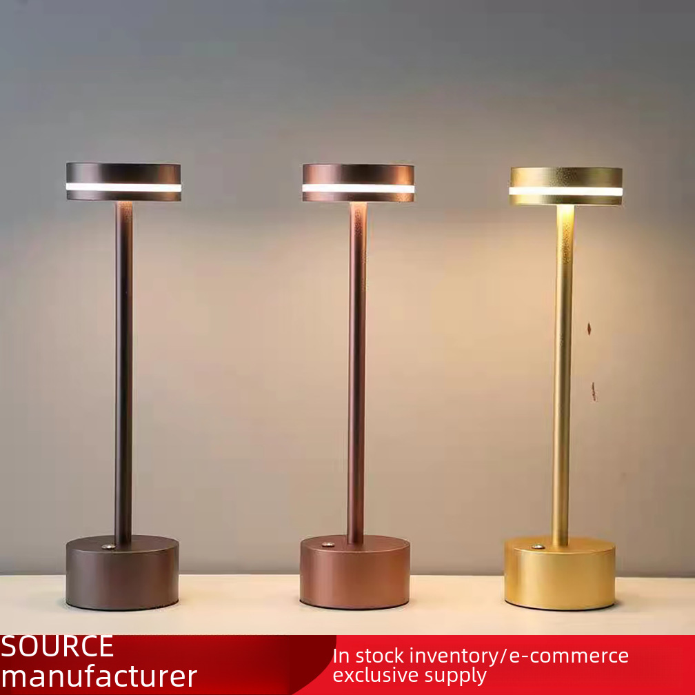 Decorative Table Lamp Cross-Border Bedroom Rechargeable Touch Table Lamp Retro Aluminum Bar Restaurant Decoration Desktop Lamp Atmosphere Lamp