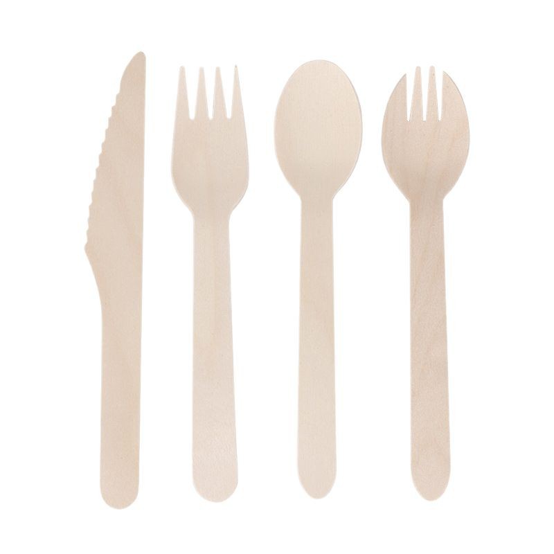 Wooden knife, fork and spoon tableware disposable independent Kraft paper OPP bag packaging try eating fork and spoon dessert can add logo