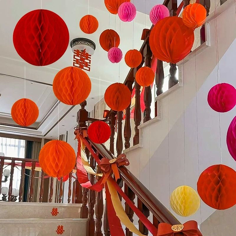 Cross-border honeycomb ball decorative column lantern wedding wedding catch one-year-old wedding room festive holiday background decoration wholesale