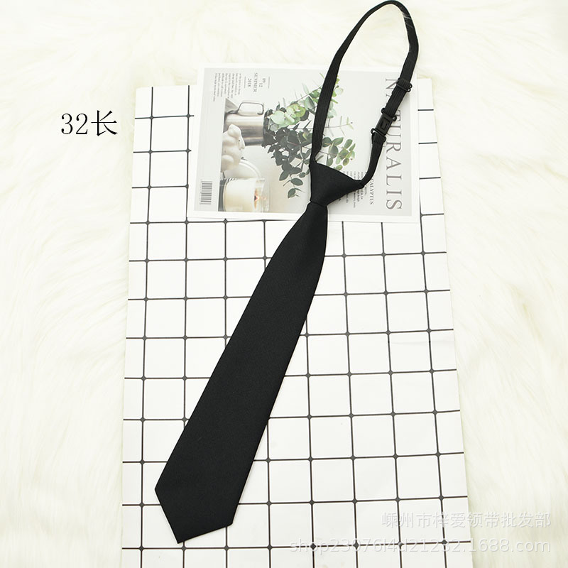 Black lazy casual tie manufacturer men's solid color polyester silk tie-free 7cm new accessories tie wholesale