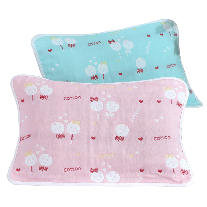 Stall wholesale six-layer gauze children's pillow towel pure cotton cartoon pillow towel baby pillow towel soft breathable non-fluorescent