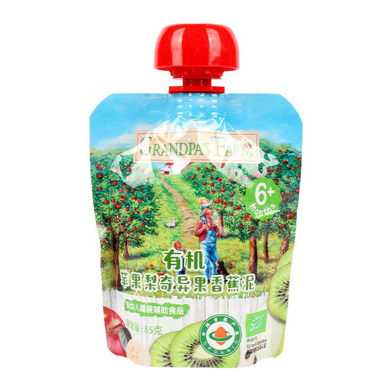 French Grandpa's Farm Fruit Puree 85g Children's Food Complementary Suction Bag Snacks Infant Mixed Fruit Puree