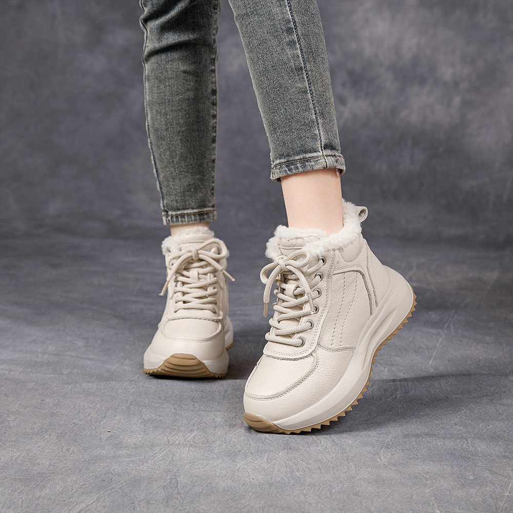 Женские высокие кроссовки на толстой подошве из пеноматериала, увеличивающие рост, весной и осенью, теплые и универсальные, с бархатной подкладкой