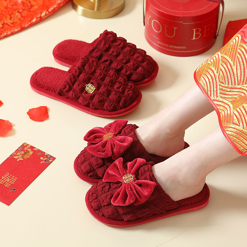 Wedding slippers wedding wedding festive red couple winter indoor home wedding wedding wedding slippers