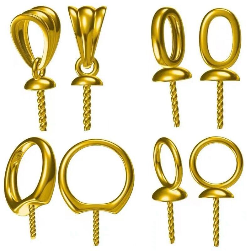 18K real gold pendant bead plate pin plate small flower hat word Universal pendant buckle diy Pearl empty holder necklace accessories material