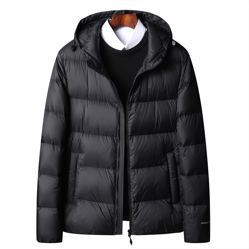 Winter New Simple All-match Hooded Down Jacket Men's Thickened Middle-aged and Young People's Cold-proof Warm Fashionable Bread Down Jacket