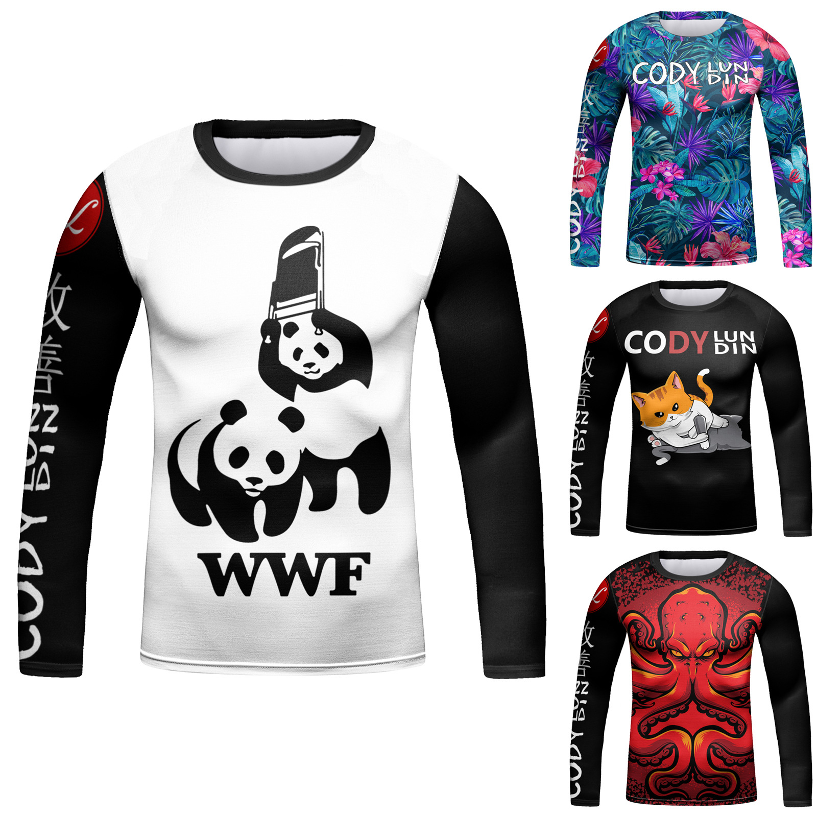 Children's Wear Men's Sports Tight-fitting Long-sleeved Autumn and Winter Sports Outdoor Running Basketball Casual Breathable High Elasticism Quick-drying Long-sleeved