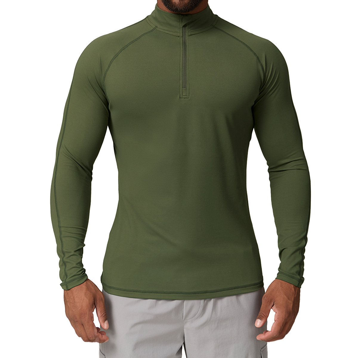 Cross-border European and American Men's Sports Zipper Quick-drying Long-sleeved T-shirt Running Fitness Home Commuter Casual Top 1041