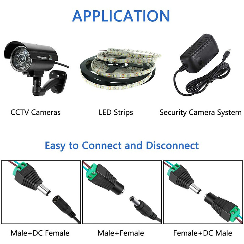 Dc Female 5.5*2.1 Connector 5521 Welding-Free Led Light Strip Monitoring Power Supply Green Terminal Dc Adapter