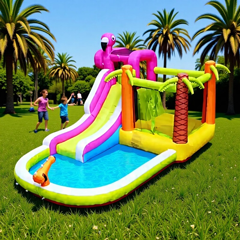 Flamingo Kidsren's Indoor Water Spray Inflatable Slide Water Inflatable Castle Kidsren's Trampoline Baby Bounce