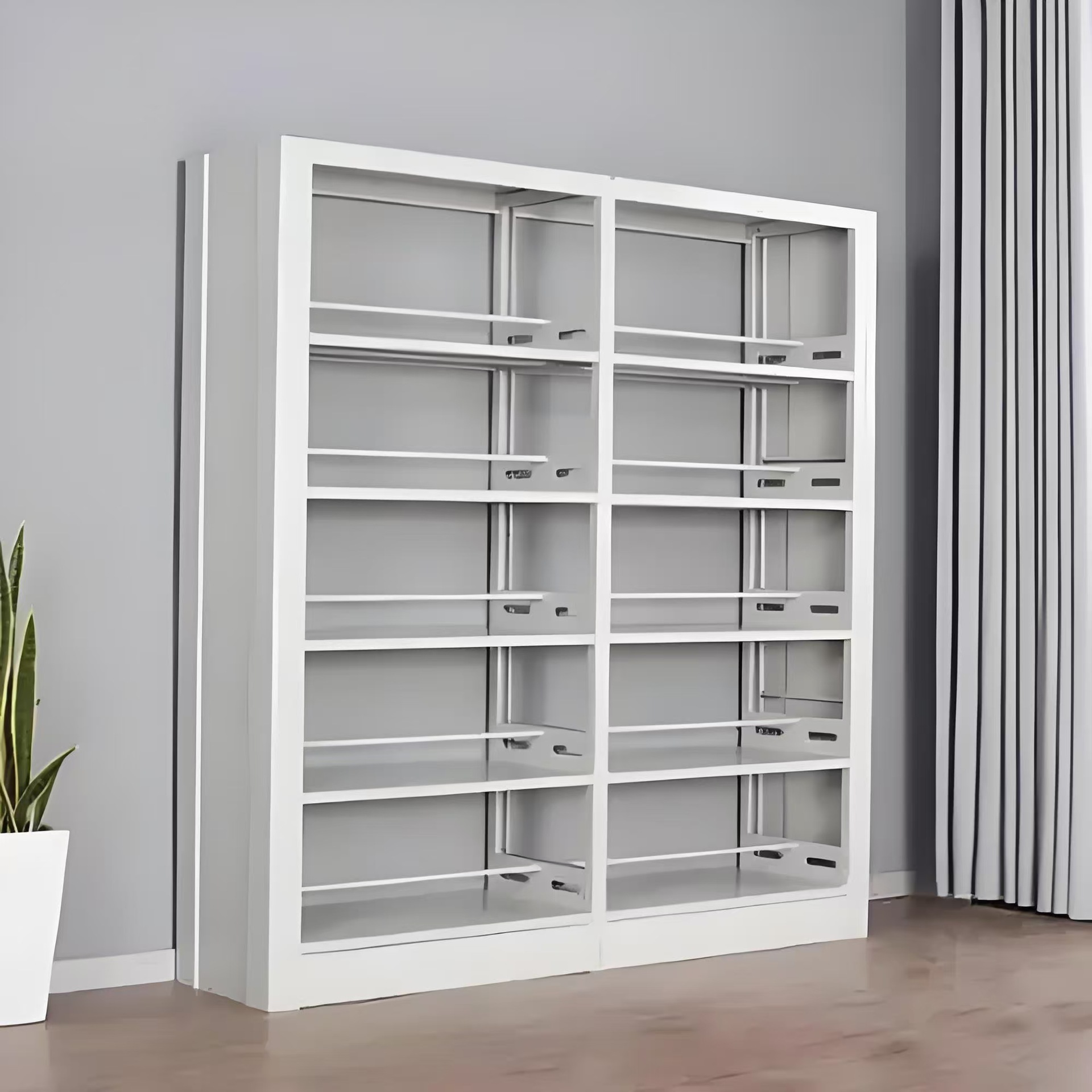 Steel Bookshelf School Library Bookshelf Combination Single and Double-Sided Six-Layer Bookcase Manufacturer