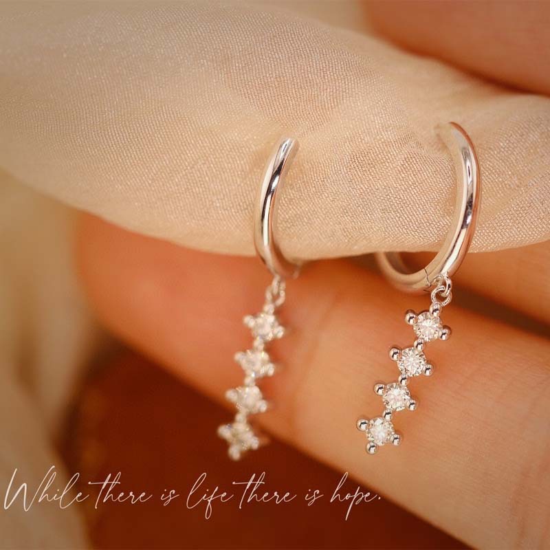 Cross-Border Wholesale New 18K Platinum Diamond Stud Earrings Versatile Simple Au750 Diamond Large Hoop Earrings