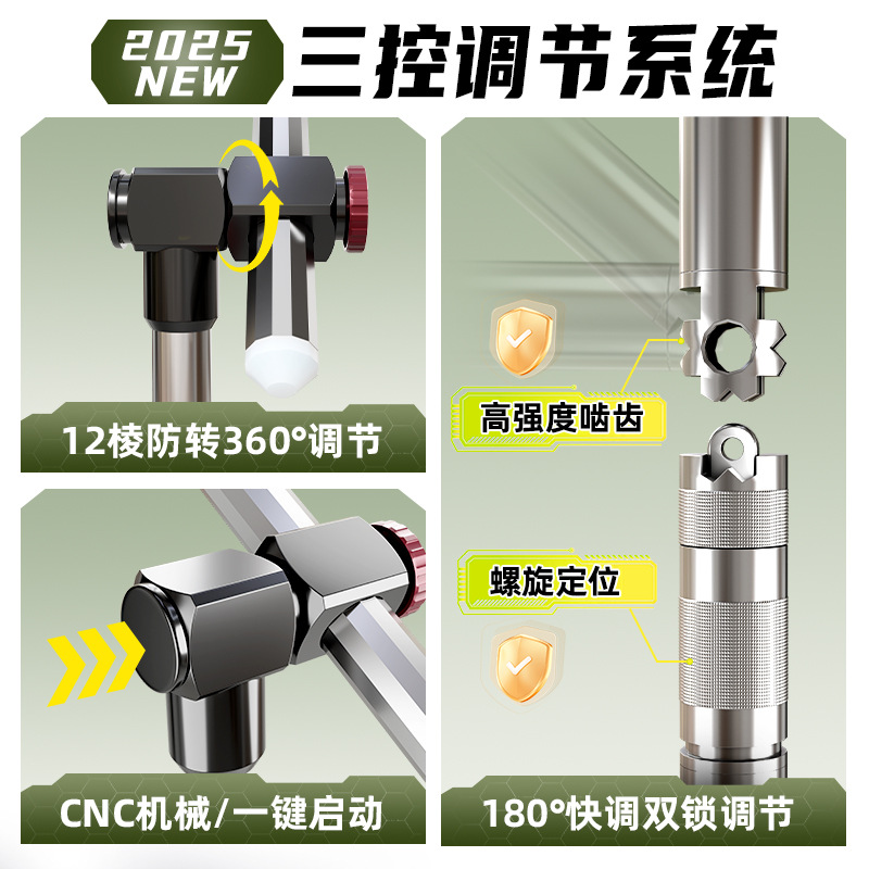 Fishing Umbrella New Large Fishing Umbrella Outdoor Camping Umbrella Mechanical Crutch Umbrella Thickened Black Rubber Sunscreen Sunshade Umbrella Wholesale