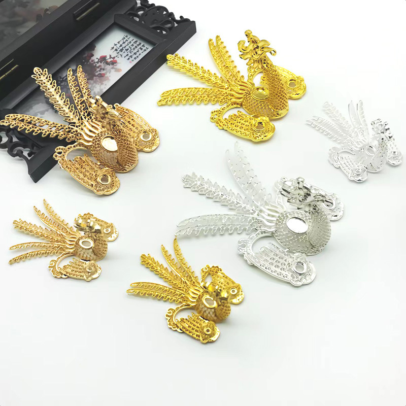 декоративные аксессуары для волос электрофорез цветосохраняющий имитация литьевого меди новый дворец династии Мин заколка феникс материалы для причесок