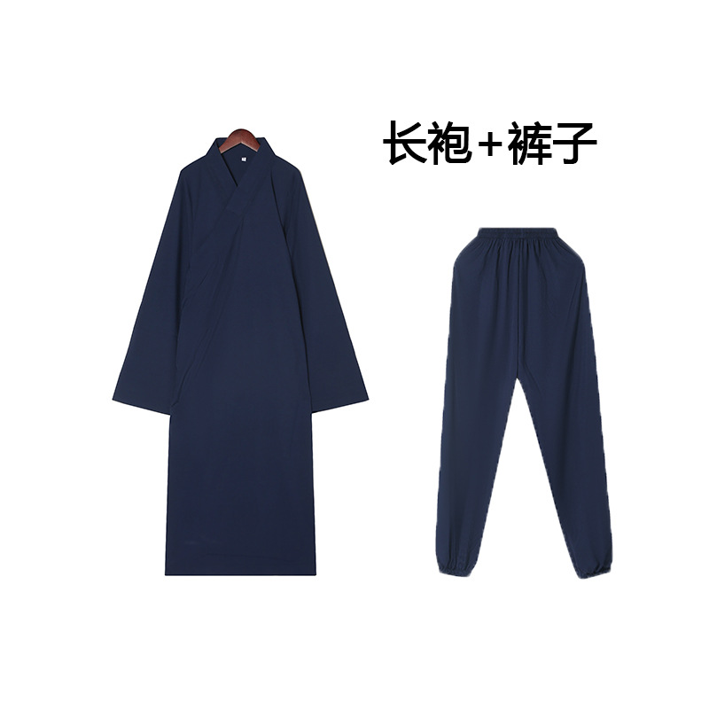 Taoist Suit Oblique Leveled Robe Sanqing Collar Oblique Collar Buckle Taoist Suit Taiji Suit Taoist Robe Long Square Shoes Zhuangzi Towel