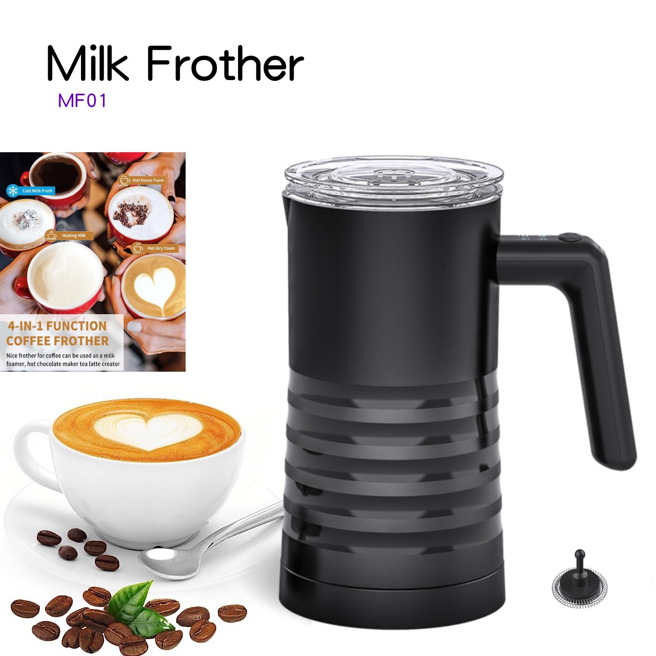 Milkfrother Cross-Border Household Milk Frother Milk Heating Frother Electric 2023 Upgraded New Magnetic Suspension
