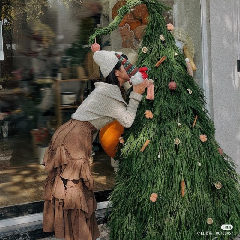 Japanese Girl Christmas Tree Materials Fresh Internet Celebrity Japanese Girl Natural Pine and Cypress Decorative Christmas Materials