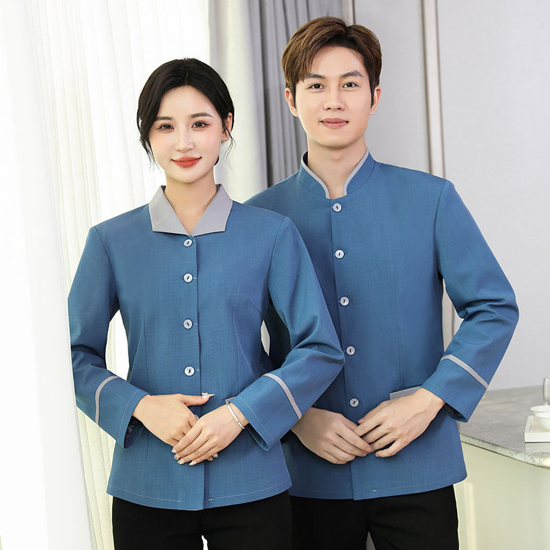 Cleaning Staff Long-Sleeve Work Uniform for Men and Women in Property Management, Community, Hotel, Guesthouse, Room Cleaning, and Housekeeping, Autumn and Winter Uniform