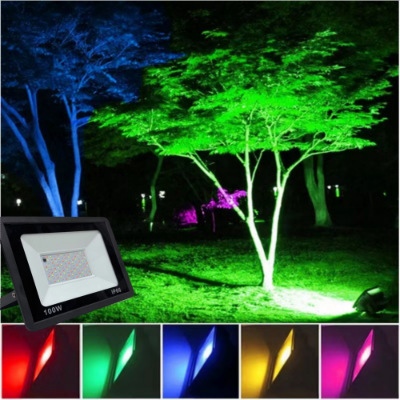 Rgb Floodlight Tree Light Cross-Border Color Floodlight Landscape Light Remote Control Color-Changing Tree Light Colorful Floodlight