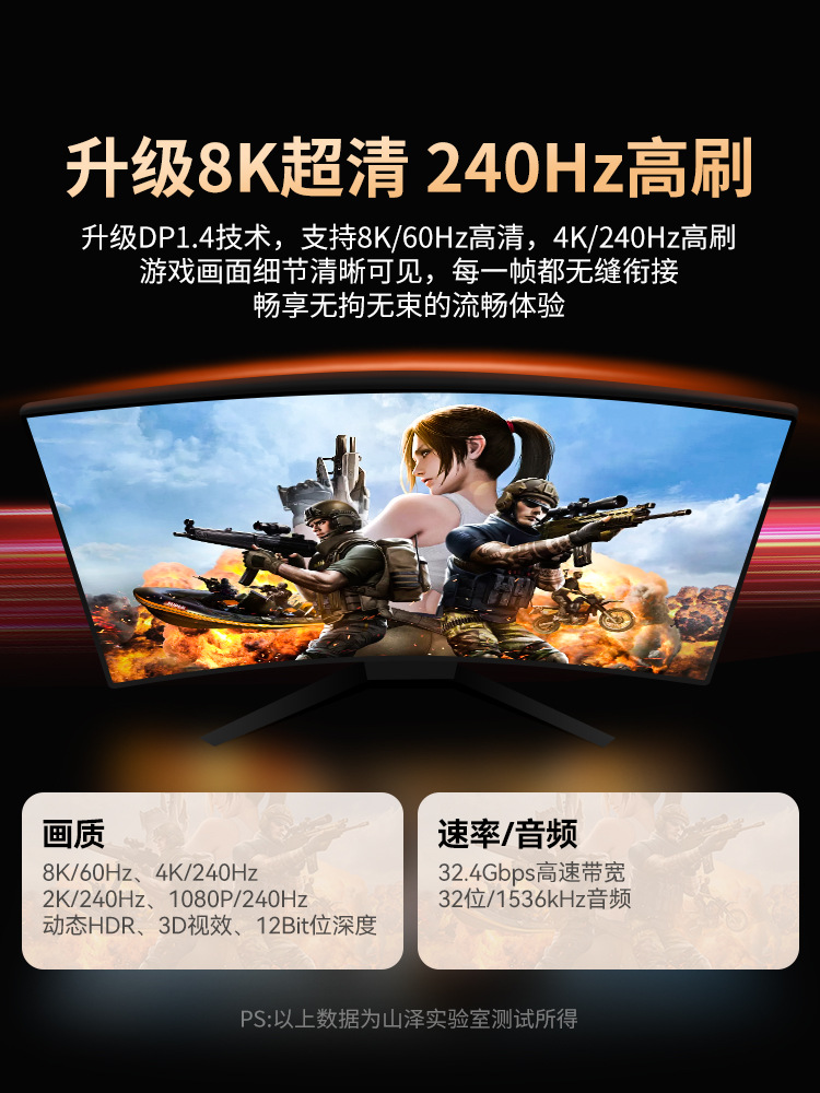 Shanze Dp Cable. Hd Cable K Computer Host Connection Monitor Extended E-Sports Notebook High Refresh Hz