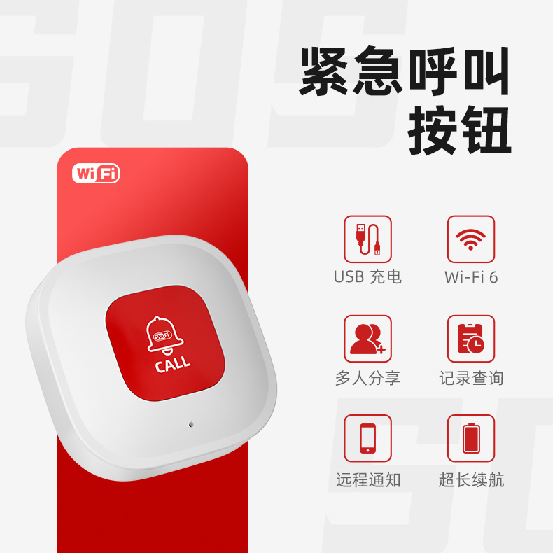 Cross-Border Graffiti Wifi Elderly Pager Sos One-Click Emergency Call Nursing Home Tuya Emergency Wireless Call Button