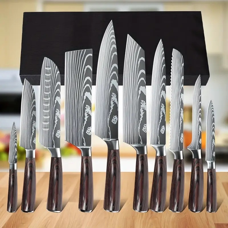 Cross-border Laser Pattern Western-style Chef Knife Kitchen Knife Sande Knife Damascus Pattern Chef Knife Kitchen Knife suit