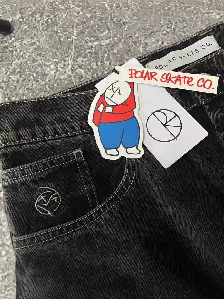 Streetwear Polar Big Boys Jeans Harajuku Gothic Hip Hop Cartoon Embroidery Loose Jeans