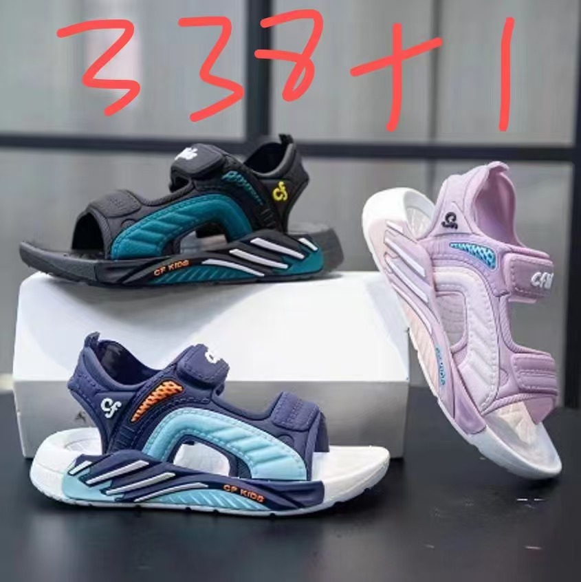 New boys and girls sandals for primary school students soft soles for large children and boys open toe velcro beach sandals wholesale