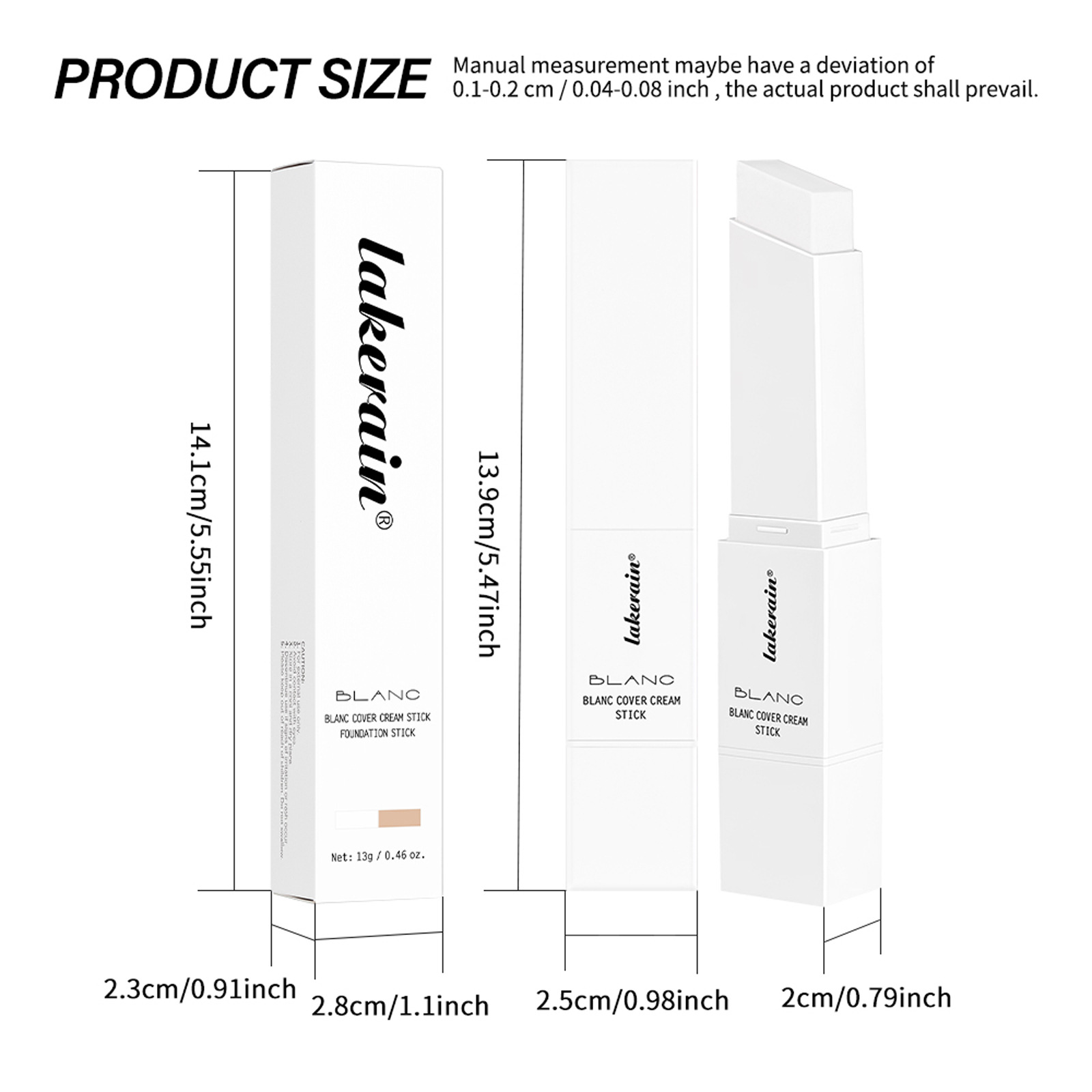 Lakerain Color Changing Foundation Stick Natural Concealer Long-Lasting Double-Ended Foundation Stick