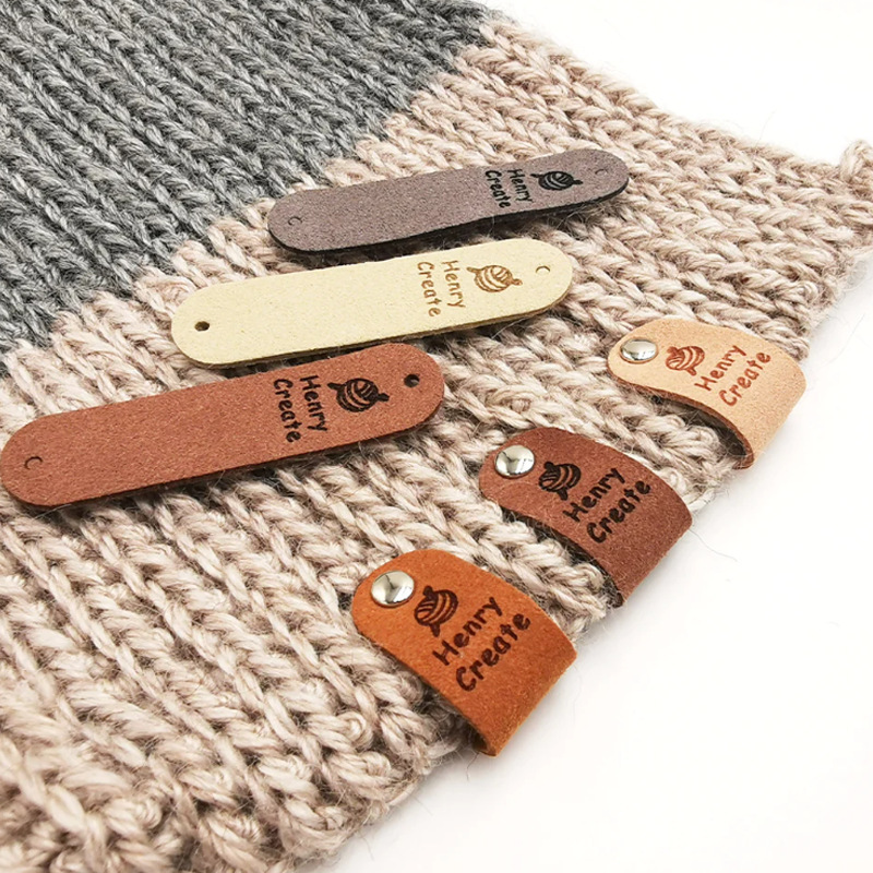 Spot Personalized Sweater Knitted Hat Pu Leather Label Can Laser Logo Label Pu Leather Rivet Label