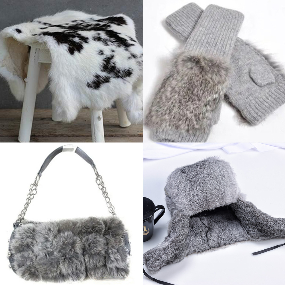 Factory direct supply of real rabbit fur clothing liner cuff knee pad waist pad big rabbit fur rabbit fur