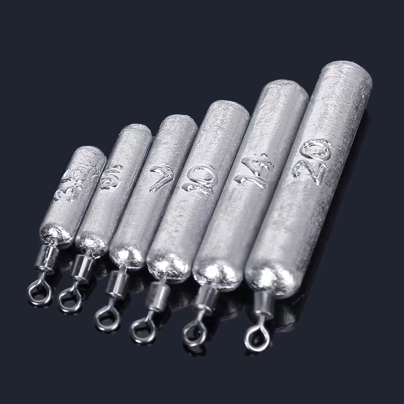 Factory wholesale free fishing group inverted fishing lead pendant Luya with swivel cylindrical drop lead pendant stainless steel ring
