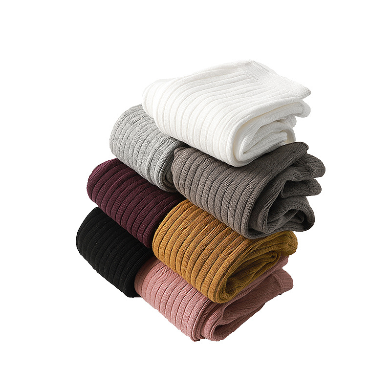 Spring and Autumn New Candy Color Vertical Strip Children's Ankle-length Pants Solid Color Light Plate Baby's Pantyhose Outer Wear Girls' Leggings