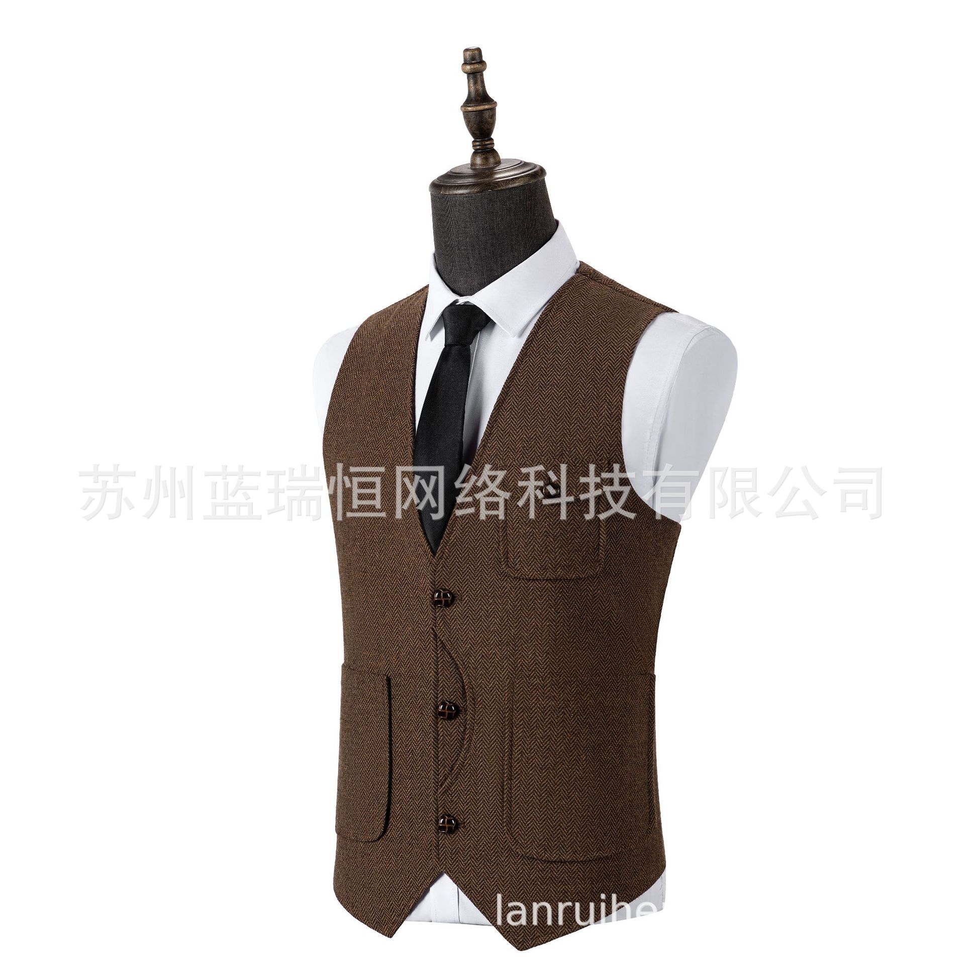 Amazon's Best-Selling New Men's Casual Fashion Vest American Retro Rough Flower Suit Vest Manufacturer Ready Stock