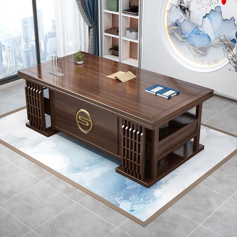 New Chinese Style Solid Wood Desk and Chair Combination Boss Desk Office Desk Boss Desk Home Writing Desk Study Calligraphy Tea Table