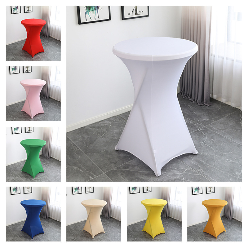 Factory Direct bar table solid color banquet cocktail table high leg tablecloth lifting table elastic round table cover