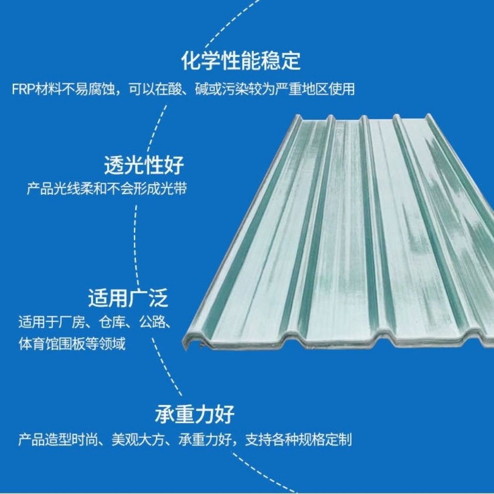 Transparent Tile Plastic Roof Resin Asbestos Corrugated Board Color Steel Tile Frp Fiber Thickeneded Awning Bright Tile Lighting Tile