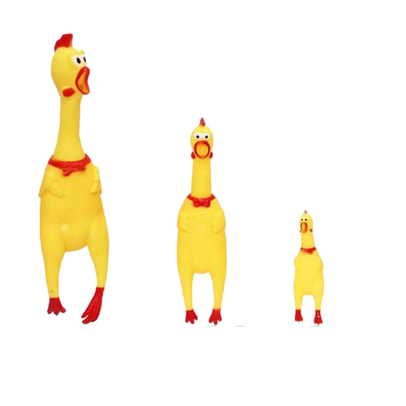 Large and medium-sized small size vinyl barking chicken vent trick dog pet scream toy interactive